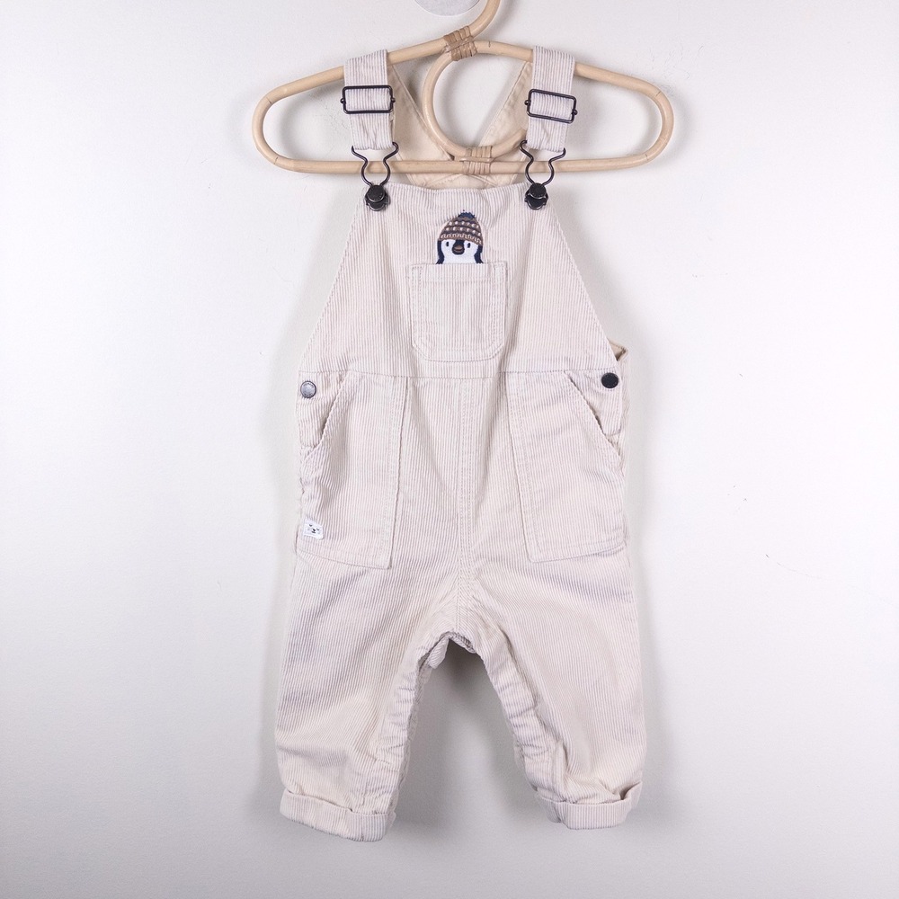 Sergent Major Corduroy Overalls Kids 12M Cream Penguin Embroidered Adjustable